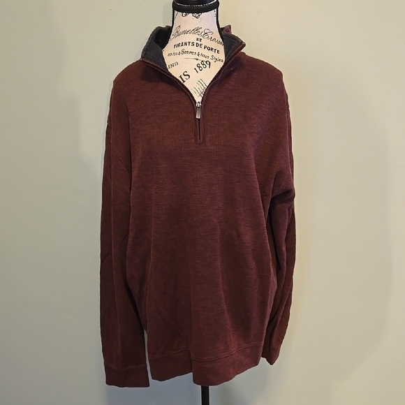 Men's Brown Quarter-Zip Sweater - Picture 1 of 5